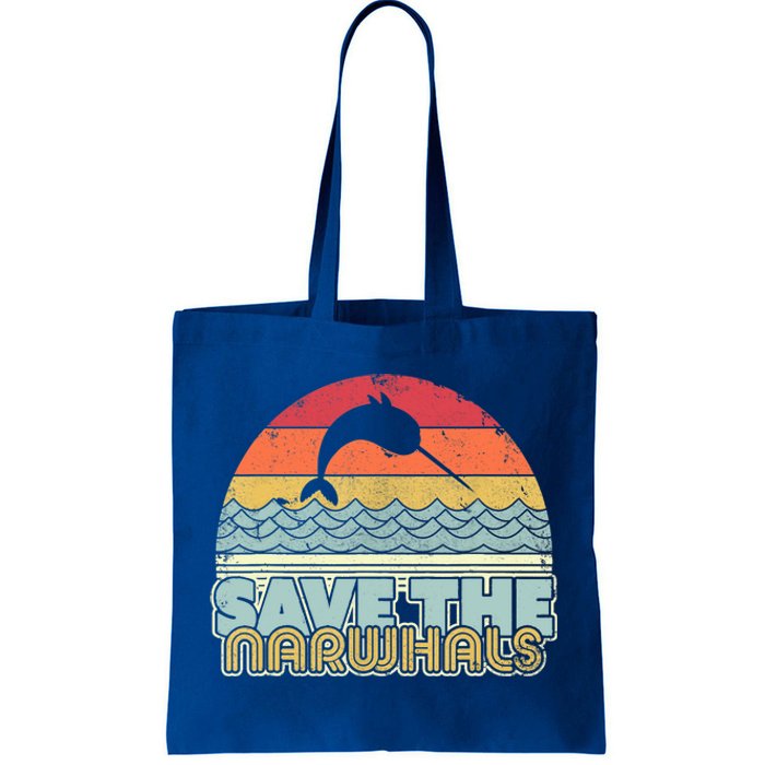 Save The Narwhals Gift Retro Style Narwhal Meaningful Gift Tote Bag