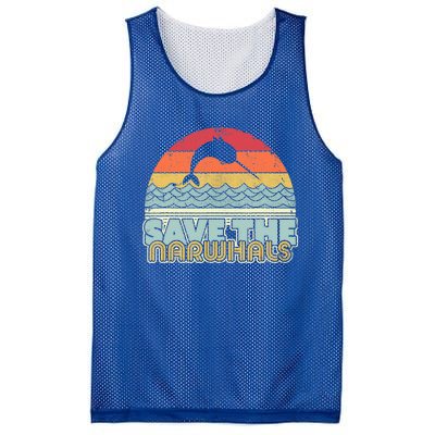 Save The Narwhals Gift Retro Style Narwhal Meaningful Gift Mesh Reversible Basketball Jersey Tank