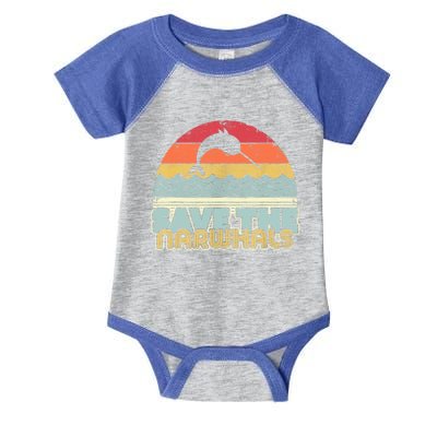 Save The Narwhals Gift Retro Style Narwhal Meaningful Gift Infant Baby Jersey Bodysuit