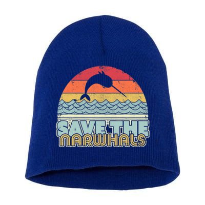 Save The Narwhals Gift Retro Style Narwhal Meaningful Gift Short Acrylic Beanie