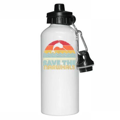 Save The Narwhals Gift Retro Style Narwhal Meaningful Gift Aluminum Water Bottle