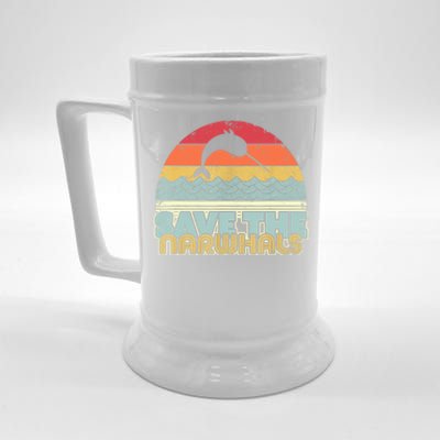 Save The Narwhals Gift Retro Style Narwhal Meaningful Gift Beer Stein