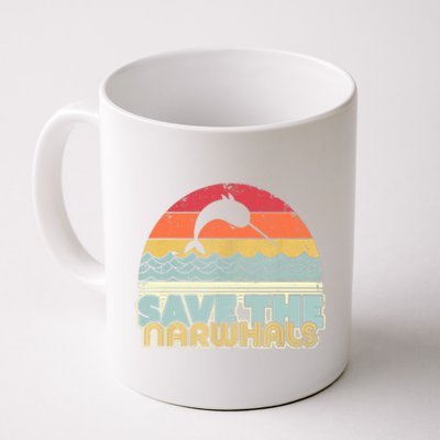 Save The Narwhals Gift Retro Style Narwhal Meaningful Gift Coffee Mug