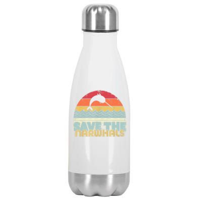 Save The Narwhals Gift Retro Style Narwhal Meaningful Gift Stainless Steel Insulated Water Bottle