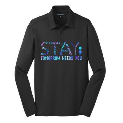 Stay Tomorrow Needs You Suicide Prevention Awareness Week Silk Touch Performance Long Sleeve Polo