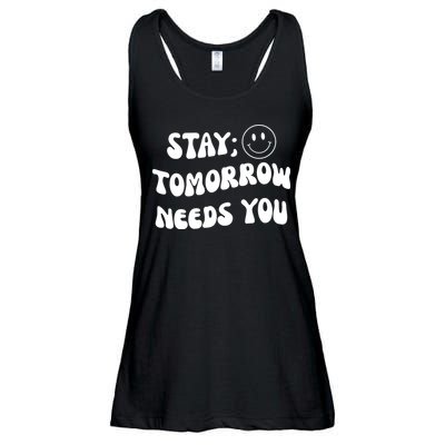 Stay Tomorrow Needs You Retro Mental Health Ladies Essential Flowy Tank