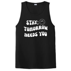 Stay Tomorrow Needs You Retro Mental Health PosiCharge Competitor Tank