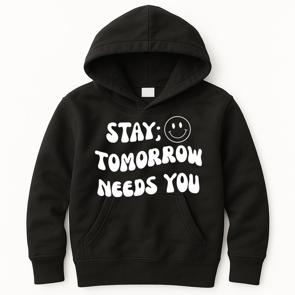Stay Tomorrow Needs You Retro Mental Health Kids Hoodie