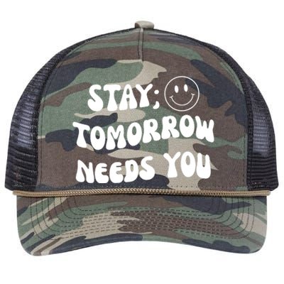 Stay Tomorrow Needs You Retro Mental Health Retro Rope Trucker Hat Cap