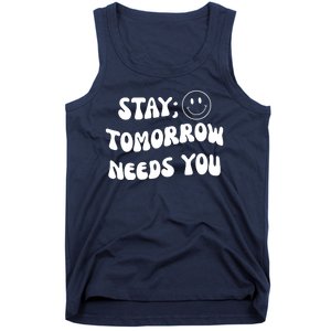 Stay Tomorrow Needs You Retro Mental Health Tank Top