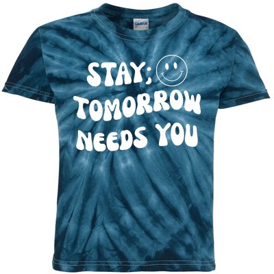 Stay Tomorrow Needs You Retro Mental Health Kids Tie-Dye T-Shirt