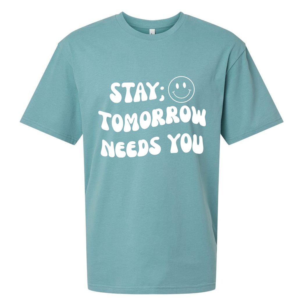 Stay Tomorrow Needs You Retro Mental Health Sueded Cloud Jersey T-Shirt
