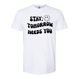 Stay Tomorrow Needs You Retro Mental Health Softstyle CVC T-Shirt