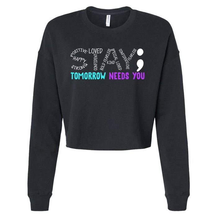 Stay Tomorrow Needs You Cropped Pullover Crew