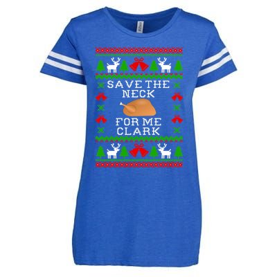 Save The Neck For Me Clark Christmas Vacation Quote Ugly Christmas Sweater Enza Ladies Jersey Football T-Shirt