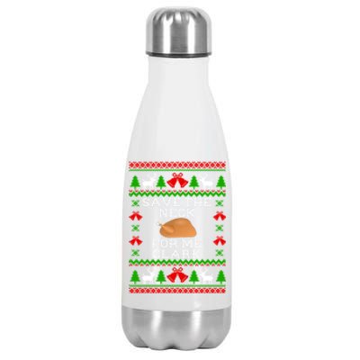 Save The Neck For Me Clark Christmas Vacation Quote Ugly Christmas Sweater Stainless Steel Insulated Water Bottle