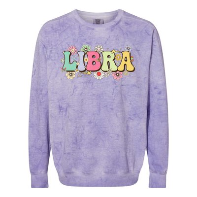 September To October Birthday Groovy Retro Libra Zodiac Sign Funny Gift Colorblast Crewneck Sweatshirt