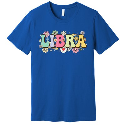 September To October Birthday Groovy Retro Libra Zodiac Sign Funny Gift Premium T-Shirt