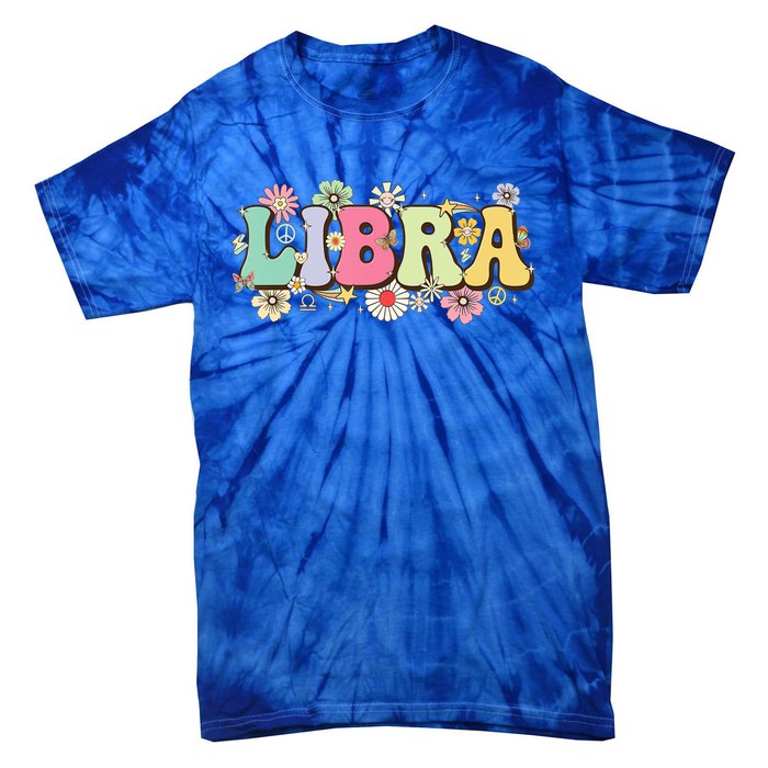 September To October Birthday Groovy Retro Libra Zodiac Sign Funny Gift Tie-Dye T-Shirt