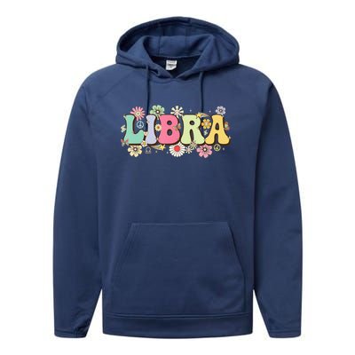 September To October Birthday Groovy Retro Libra Zodiac Sign Funny Gift Performance Fleece Hoodie