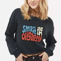 Smash The Oligarchy Word Art Cropped Pullover Crew