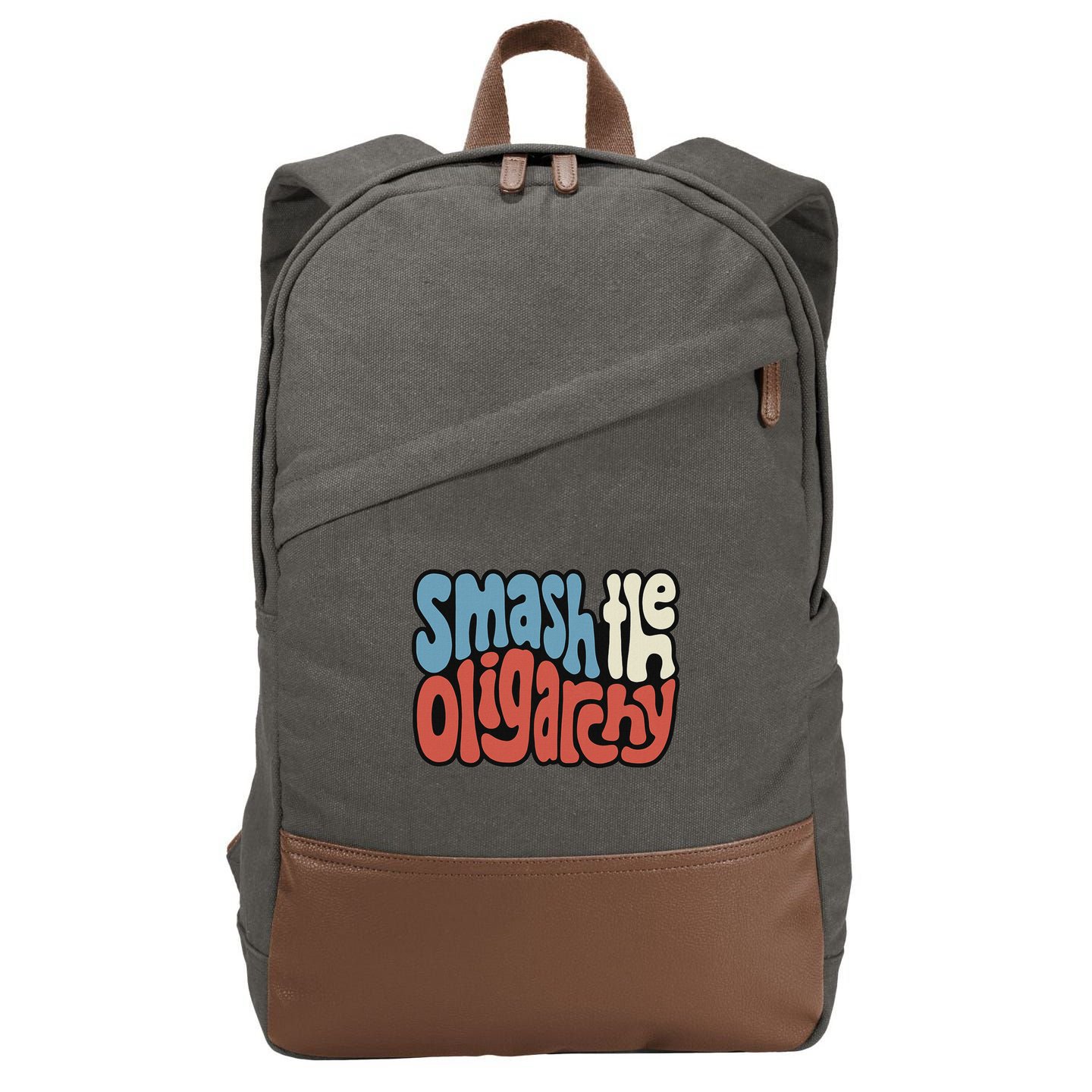 Smash The Oligarchy Word Art Cotton Canvas Backpack