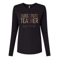 Substitute Teacher Off Duty Last Day Of School Womens Cotton Relaxed Long Sleeve T-Shirt