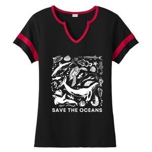 Save the Oceans-Whale Turtle Orca, Climate change-sea lover Ladies Halftime Notch Neck Tee