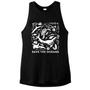 Save the Oceans-Whale Turtle Orca, Climate change-sea lover Ladies PosiCharge Tri-Blend Wicking Tank