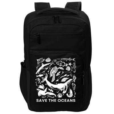 Save the Oceans-Whale Turtle Orca, Climate change-sea lover Impact Tech Backpack