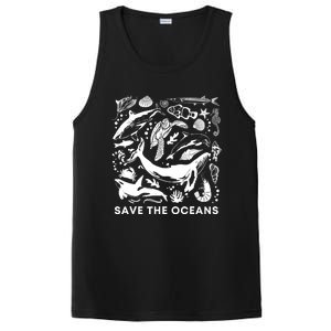 Save the Oceans-Whale Turtle Orca, Climate change-sea lover PosiCharge Competitor Tank