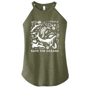 Save the Oceans-Whale Turtle Orca, Climate change-sea lover Women's Perfect Tri Rocker Tank