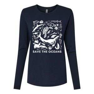 Save the Oceans-Whale Turtle Orca, Climate change-sea lover Womens Cotton Relaxed Long Sleeve T-Shirt