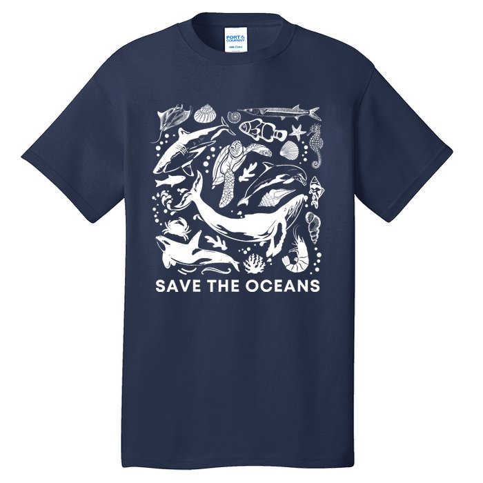 Save the Oceans-Whale Turtle Orca, Climate change-sea lover Tall T-Shirt