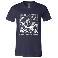 Save the Oceans-Whale Turtle Orca, Climate change-sea lover V-Neck T-Shirt