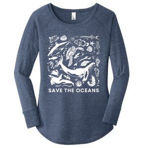 Save the Oceans-Whale Turtle Orca, Climate change-sea lover Women's Perfect Tri Tunic Long Sleeve Shirt