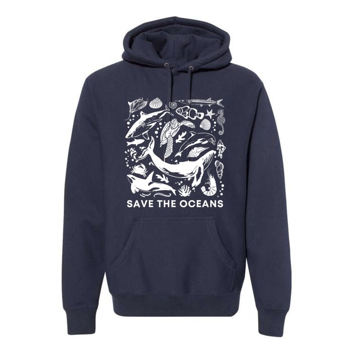 Save the Oceans-Whale Turtle Orca, Climate change-sea lover Premium Hoodie