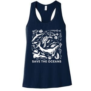 Save the Oceans-Whale Turtle Orca, Climate change-sea lover Women's Racerback Tank