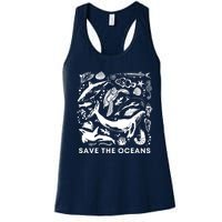 Save the Oceans-Whale Turtle Orca, Climate change-sea lover Women's Racerback Tank