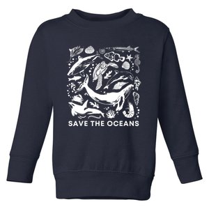 Save the Oceans-Whale Turtle Orca, Climate change-sea lover Toddler Sweatshirt