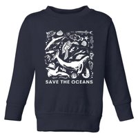 Save the Oceans-Whale Turtle Orca, Climate change-sea lover Toddler Sweatshirt