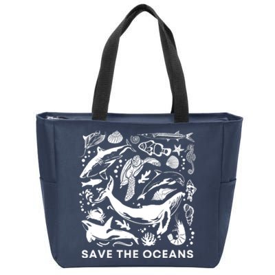 Save the Oceans-Whale Turtle Orca, Climate change-sea lover Zip Tote Bag