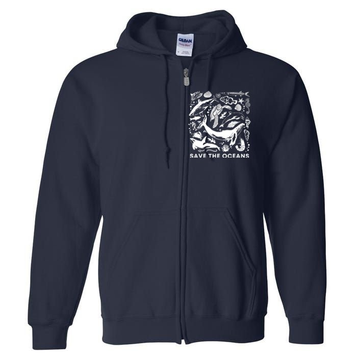 Save the Oceans-Whale Turtle Orca, Climate change-sea lover Full Zip Hoodie