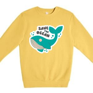 Save The Ocean Whale Illustration Great Gift Premium Crewneck Sweatshirt