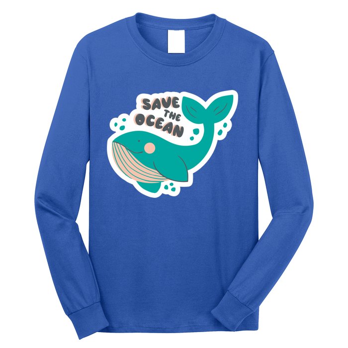 Save The Ocean Whale Illustration Great Gift Long Sleeve Shirt