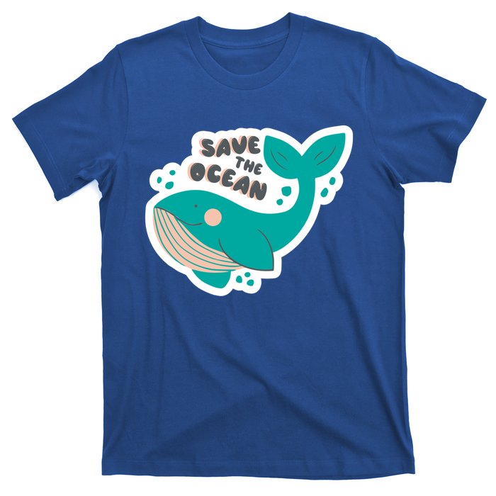 Save The Ocean Whale Illustration Great Gift T-Shirt