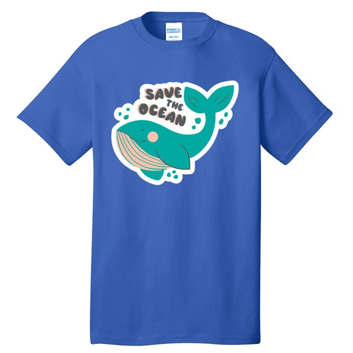 Save The Ocean Whale Illustration Great Gift Tall T-Shirt