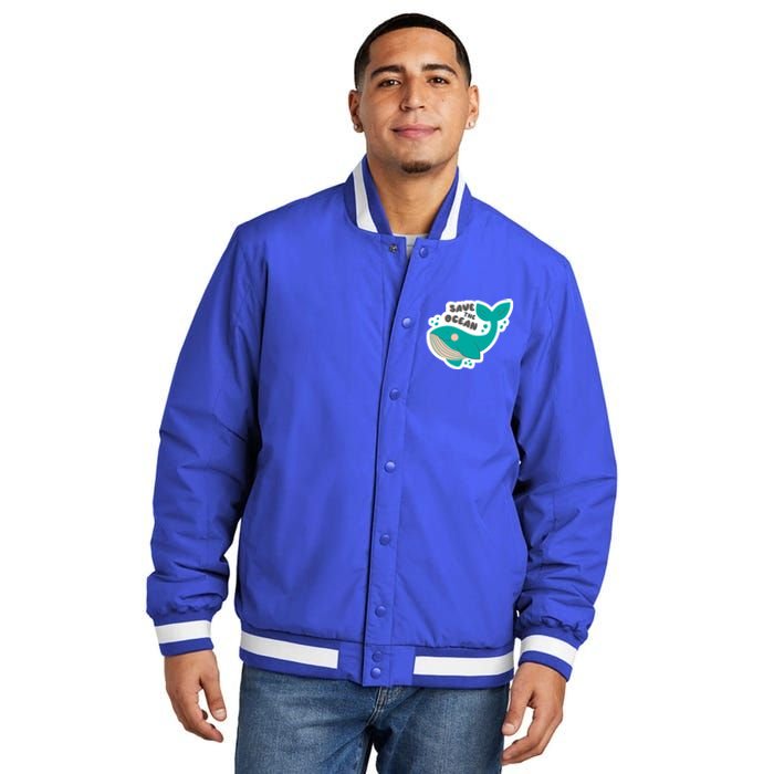 Save The Ocean Whale Illustration Great Gift Insulated Varsity Jacket