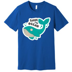 Save The Ocean Whale Illustration Great Gift Premium T-Shirt