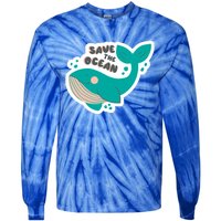 Save The Ocean Whale Illustration Great Gift Tie-Dye Long Sleeve Shirt